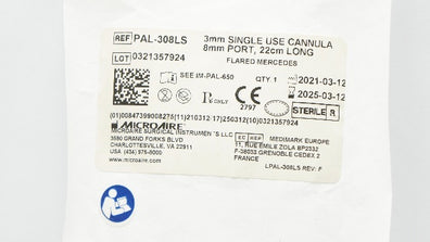 MicroAire PAL-308LS 3.0mm Single Use Cannula 8mm Slot,22cm Long (x)